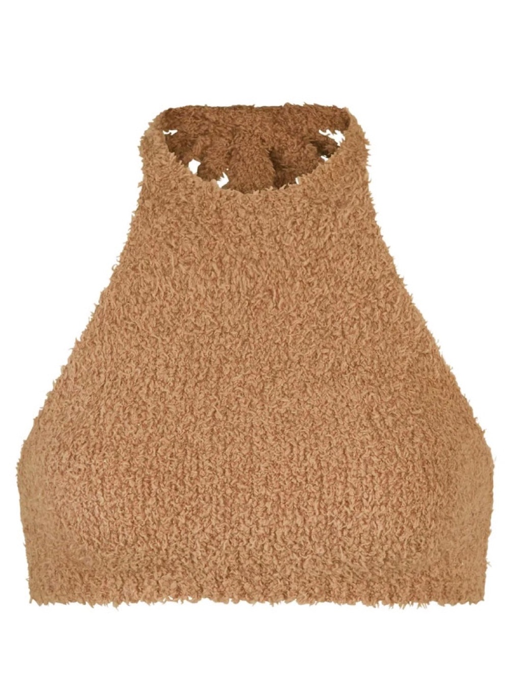 SKIMS Cozy Knit Sherpa Halter Top in Camel